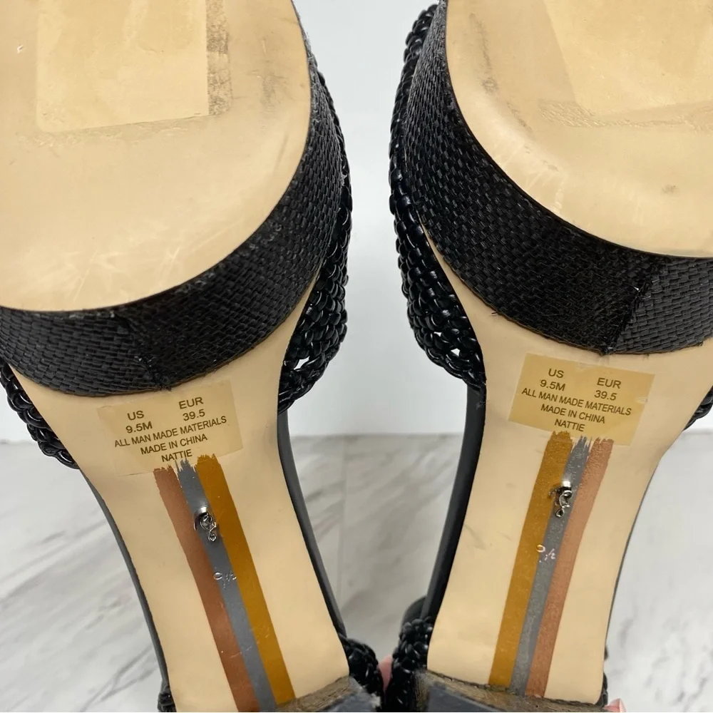 Sam Edelman Nattie Black Platform Heeled Sandal 9 1/2 M